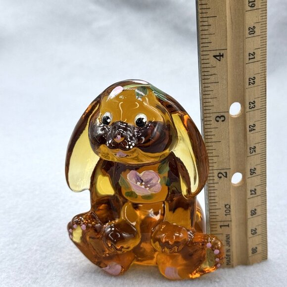 Lenox Fenton Art Glass Floppy Ear Rabbit Amber Art Glass Figure Sheela Miller - Picture 14 of 14